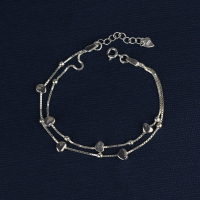 福利特价银手串森系礼物学生韩版手饰个性简约双层爱心纯银手链送女朋友老婆情人节七夕生日礼物