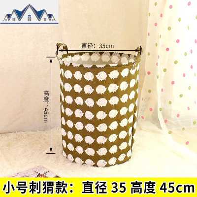 玩具收纳袋收纳盒带提手圆筒收纳筐脏衣娄整理箱布艺收纳篮储物袋 三维工匠