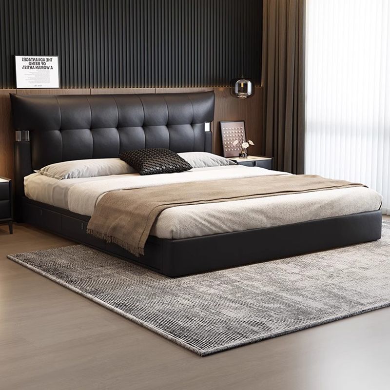 床现代简约齐边床意式极简小户型主卧大床软包高箱储物大婚床