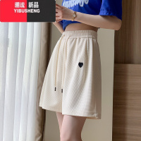 YIBUSHENG运动短裤女季薄款2024年新款高腰宽松a字华夫格学生五分休闲裤