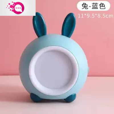 绿彩虹光小夜灯充电式护眼婴儿喂奶卧室床头睡眠少女心可移动台灯触摸感应婴童灯具小兔/蓝