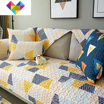 太子妃沙发垫北欧不沾毛风格色四季通用柠檬垫子单片简约套罩暮色微凉（单面防滑）90*240cm御蓝锦