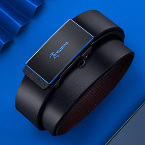 啄木鸟皮带男士真皮无牙内穿自动扣腰带 时尚商务无卡槽牛皮裤带