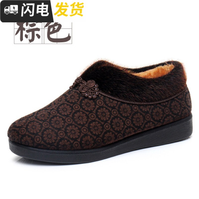 老北京布鞋女棉鞋冬季加厚加绒软底中老年人妈妈鞋奶奶鞋保暖防滑启如休闲鞋休闲鞋