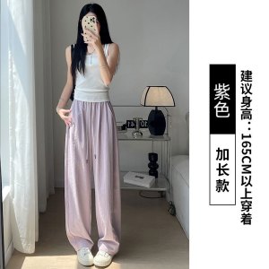 黑色速干运动裤女2026新款薄款夏季小个子冰丝垂感宽松阔腿裤_720