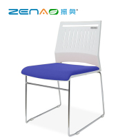 振奥 休闲培训简约办公椅洽谈椅彩色塑料靠背椅餐厅家用椅/张(白色+蓝色)