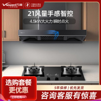 万和一级能效21m³侧吸油烟机4.5KW大火力燃气灶欧式设计嵌入式烟灶套装WX536+JZY-B6L60