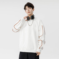 男装秋冬纯色凹凸格卫衣男新款韩版潮牌宽松套头圆领卫衣厂家