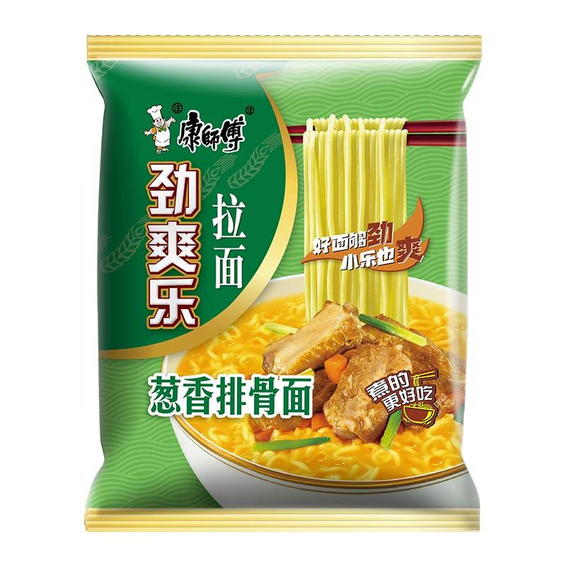 康师傅方便面劲爽乐袋装葱香排骨面10袋速食泡面