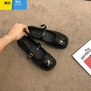 聚范英伦风小皮鞋低跟鞋法式复古玛丽珍鞋2022春季新款单鞋一字扣女鞋