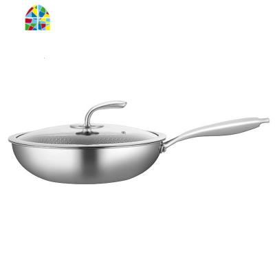 无油烟不粘锅304蜂窝五层300不锈钢炒锅家用电磁炉燃煤气灶通用 FENGHOU