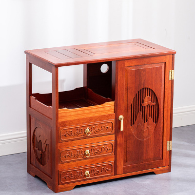 元青(MULTIPOTENT)实木茶车功夫茶具茶盘茶桌家用小茶台茶柜花梨木栈炉山河原色茶水柜+盖板