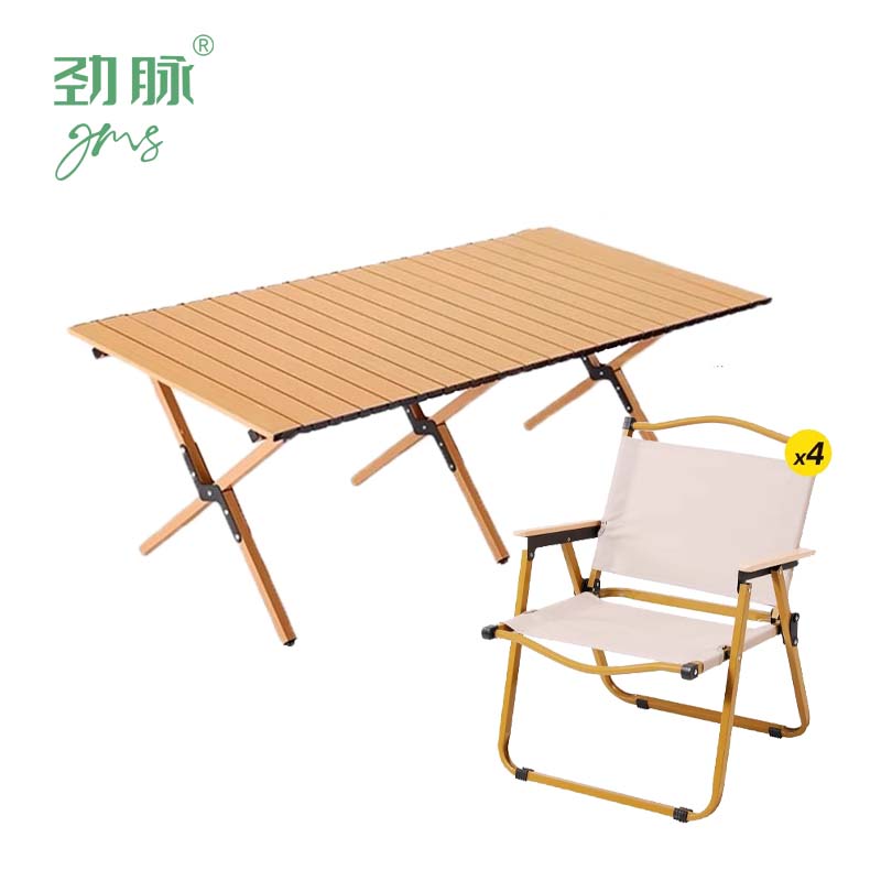 劲脉 户外折叠桌椅 大号桌120cm+中号椅*4 套