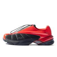 FILA中性跑步鞋F赛车灵感黑红配色立体车壳纹路缓震轻便字符数