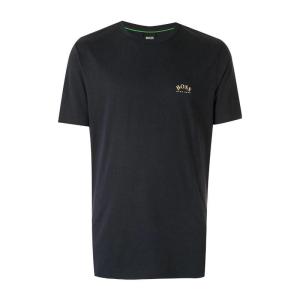 Hugo boss雨果波士T恤男透气吸汗舒适易打理纯棉徽标印花修身 黑色 S