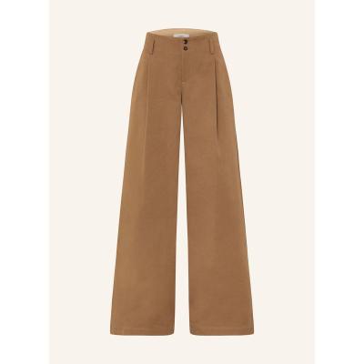 Chloe/女高腰直筒休闲裤棉质A字版型侧袋纽扣门襟