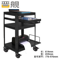 晋舰电脑设备架推车机房培训检测车打印机移动工作台黑色带托盘款