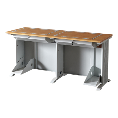 臻远ZY4012426隐藏式翻转电脑桌培训桌教室机房多媒体学习桌办公桌C款双人位