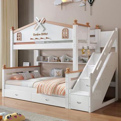 兰秀家居 实木上下铺双层子母床儿童床高低床小户型两层上下床