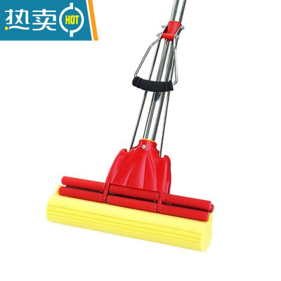 敬平小媳妇加粗不锈钢吸水胶棉滚轮式挤水海绵拖把头家用拖布