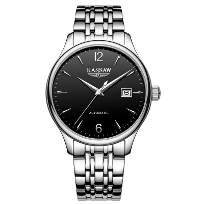 正品卡梭(KASSAW)男士手表机械表防水全自动机械表男表商务系列休闲男士腕表情侣表女士机械表情侣对表白壳黑面男表