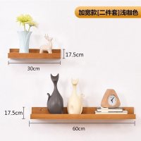 家柏饰(CORATED)墙上置物架隔板多功能卧室客厅壁挂电视墙面装饰实木一字板 [加宽版]两件套浅咖色