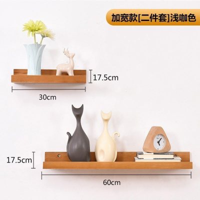 家柏饰(CORATED)墙上置物架隔板多功能卧室客厅壁挂电视墙面装饰实木一字板 [加宽版]两件套浅咖色