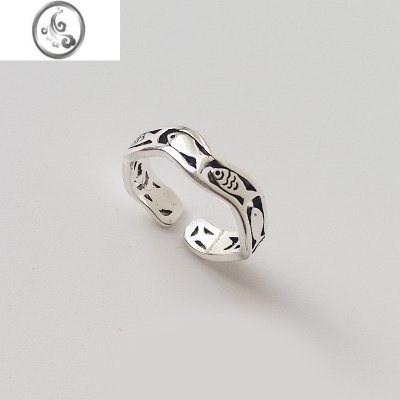 JiMiMIGU时尚复古小鱼戒指男女个性潮流港味食指戒情侣个性闺蜜对戒