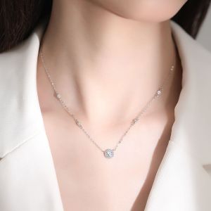 鑫铂尼XINPLANE925纯银项链女简约锁骨链璀璨莫桑石镶嵌优雅百搭生日礼物