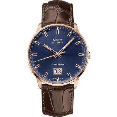 Mido瑞士男表 Commander系列自动机械腕表时尚商务蓝盘大日历皮带42mm