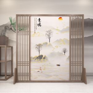 中式屏风隔断墙客厅玄关办公室酒店茶室装饰遮挡实木格栅定制座屏 C11胡桃木180*180CM 整装