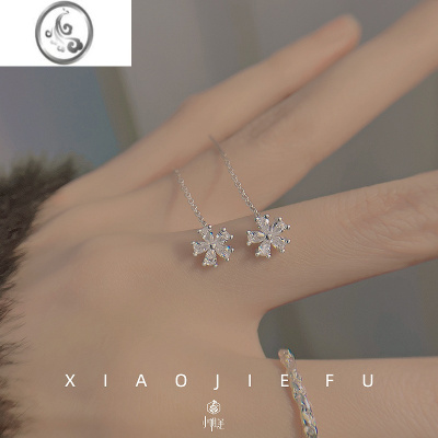 JiMi925银银花瓣耳线女2023年新款潮气质耳环高级感小众轻奢耳饰品女