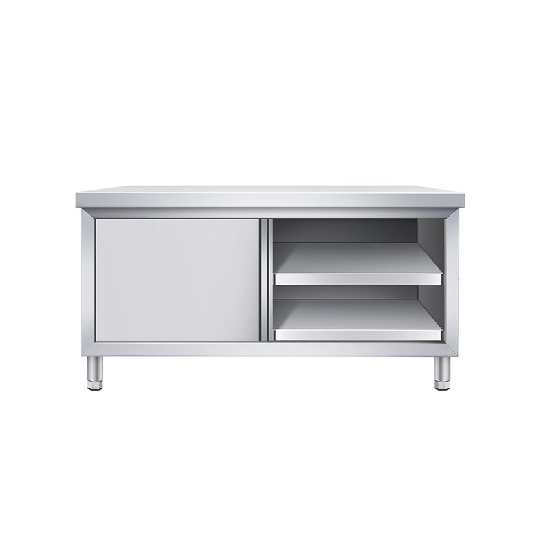 臻远不锈钢推拉门操作台移门打荷台 无需组装120*50*80单通拉门