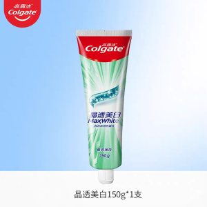 高露洁晶透美白牙膏150g健齿防蛀薄荷牙膏亮白清新口气口腔护理含氟