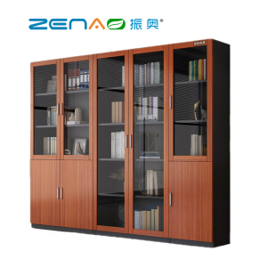 振奥 立式文件柜落地背柜ABC款柚木色黑色2000*320*1800mm 柚木色+黑色