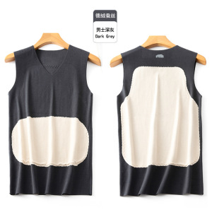 新款情侣贴片背心保暖内衣女秋冬护肚上衣男打底蚕丝加厚马甲