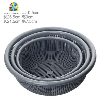厨房塑料洗菜篮镂空水果蔬菜沥水收纳篮套装圆形塑料沥水筛洗菜盆 FENGHOU 深蓝三件套