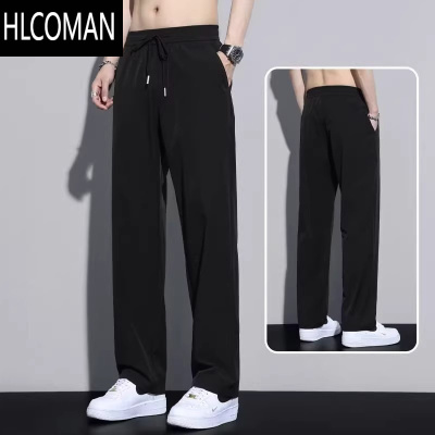 HLCOMAN男冰丝直筒休闲夏季运动裤工作裤裤子松紧男士耐磨干活穿