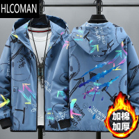 HLCOMAN2024外套男潮流帅气学生炫彩夹克男生青少年棉衣褂子