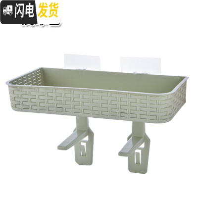 三维工匠免打孔浴室置物架壁挂卫生间用品吸壁式厕所马桶塑料收纳架 浅绿色
