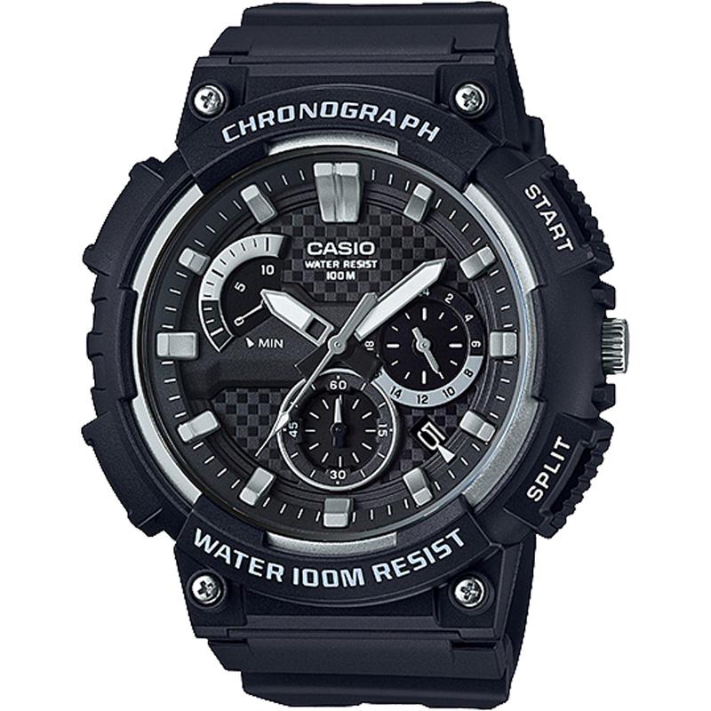 CASIO 男表 MCW200H-1AV黑银色计时器手表 防水米日期显示运动风格