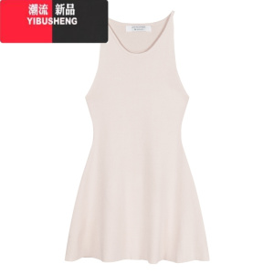 YIBUSHENG纯欲风性感无袖挂脖连衣裙女季修身小个子裙子收腰显瘦a字短裙 图片色 均码