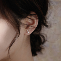 925小巧简约交叉耳钉女纯银耳环2025新款耳饰ins睡觉不用摘送女朋友老婆情人节七夕生日礼物