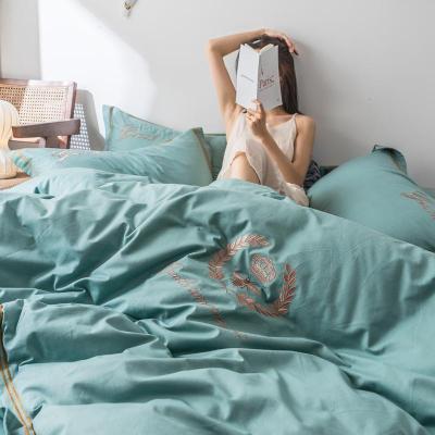 美帮汇款四件套女全棉全棉北欧风床单被套床上用品单人被子三件套