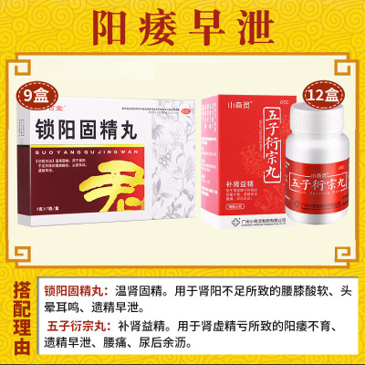 栢吉堂 锁阳固精丸 6g*7袋 温肾固精头晕耳鸣遗精肾阳虚可搭阳痿早泄药五子衍宗丸 丸剂男科用药:9盒+12盒硬久五子