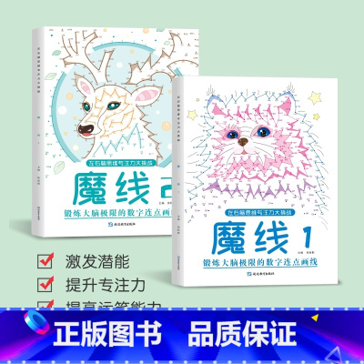 魔线全2册 [正版]左右脑思维专注力迷宫大挑战幼儿园高难度迷宫魔线小学生益智游戏3-6-7-8-10岁儿童走迷宫注意力训