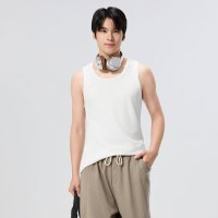 盒装重磅莫代尔男背心夏季跨栏运动内穿坎肩打底无袖白色老头汗衫