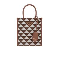 普拉达(PRADA)女士织物皮革拼接连帽单肩包可调节肩带实用多功能