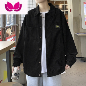 七斓秋季日系灯芯绒夹克外套男潮流复古加绒外穿衬衫款情侣百搭工装衣