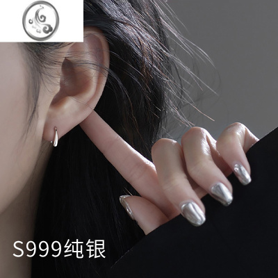 JiMi999银银耳钉女养耳洞耳饰2023年新款潮冷淡风高级感耳圈水滴耳环